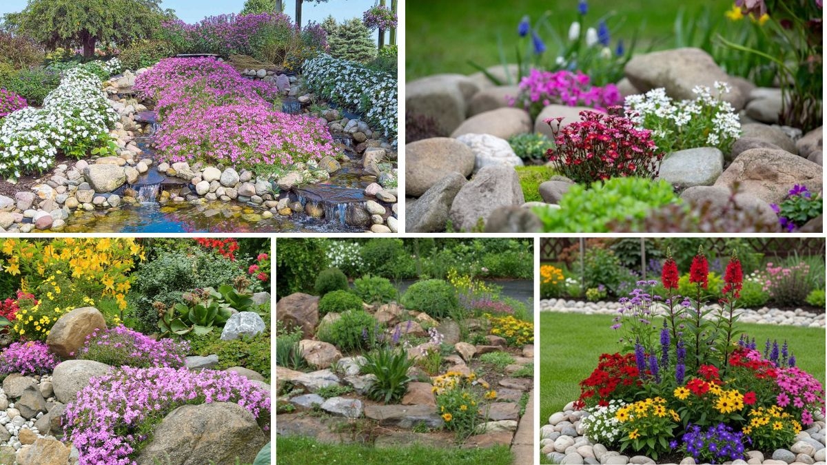 5 Creative Rock and Flower Bed Combinations